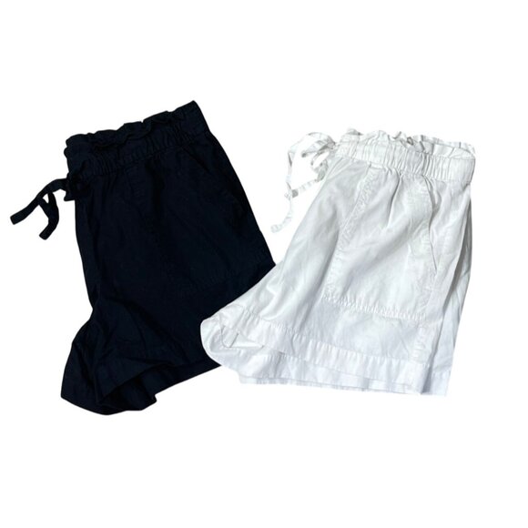 2 Pair Loft Outlet Cargo Shorts Black White Elastic Waist Size M Medium Cotton - Picture 1 of 9